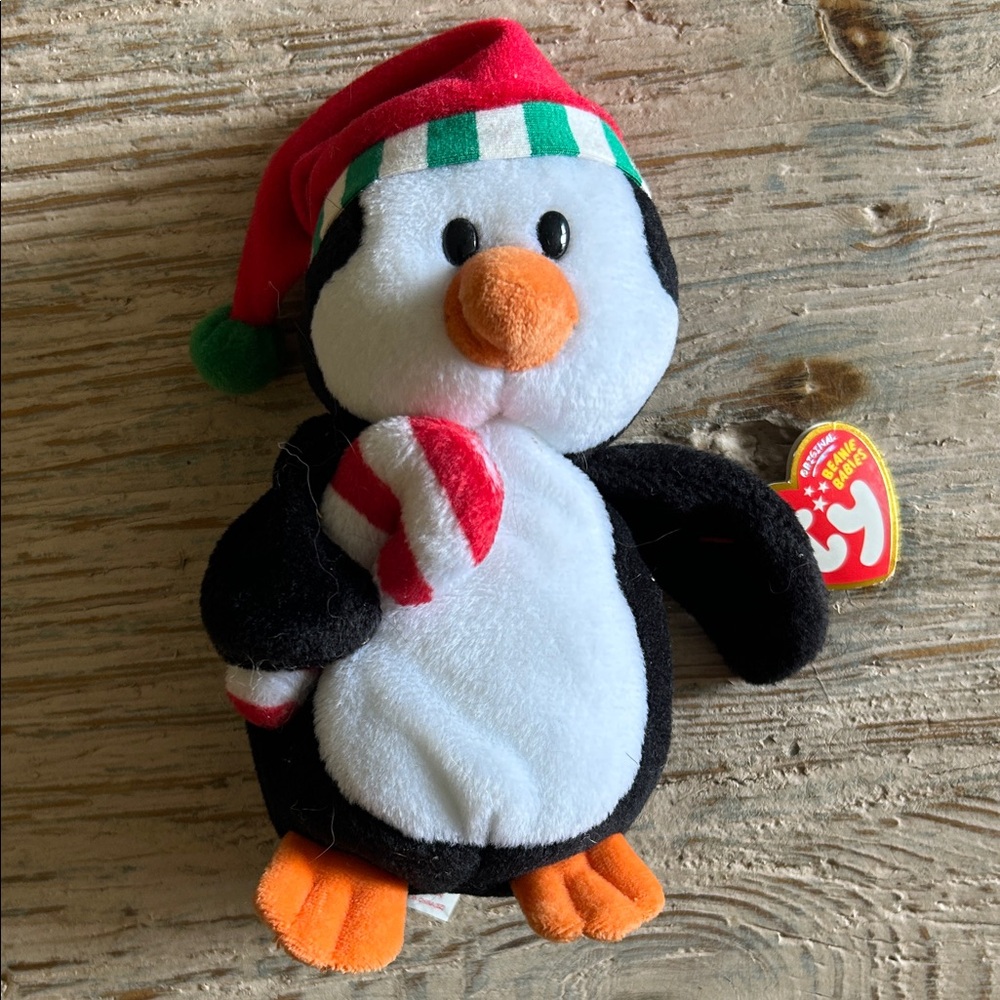 Ty Beanie Baby Festive Penguin Plush with Red Hat
